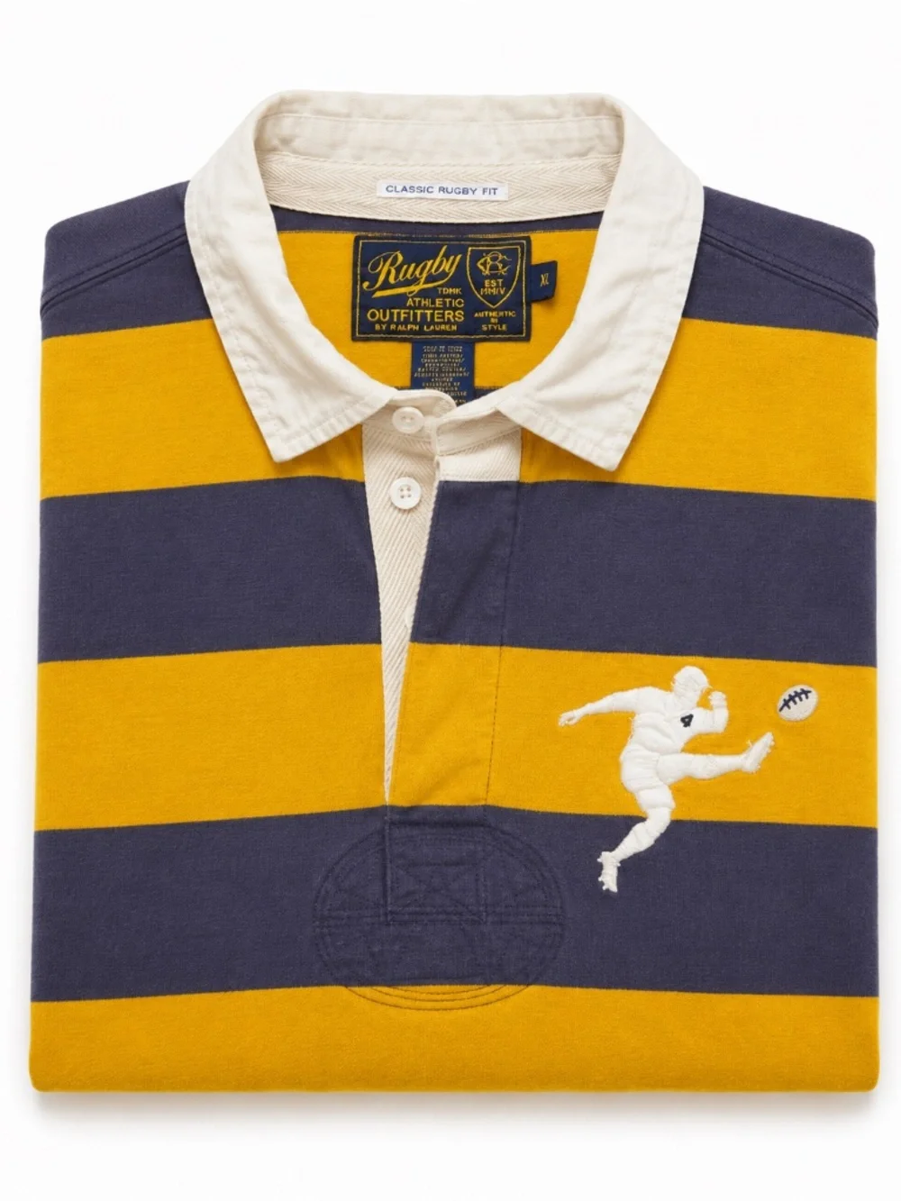 RARE Rugby Ralph Lauren XL Number 10 Classic Rugby Fit Yellow Navy